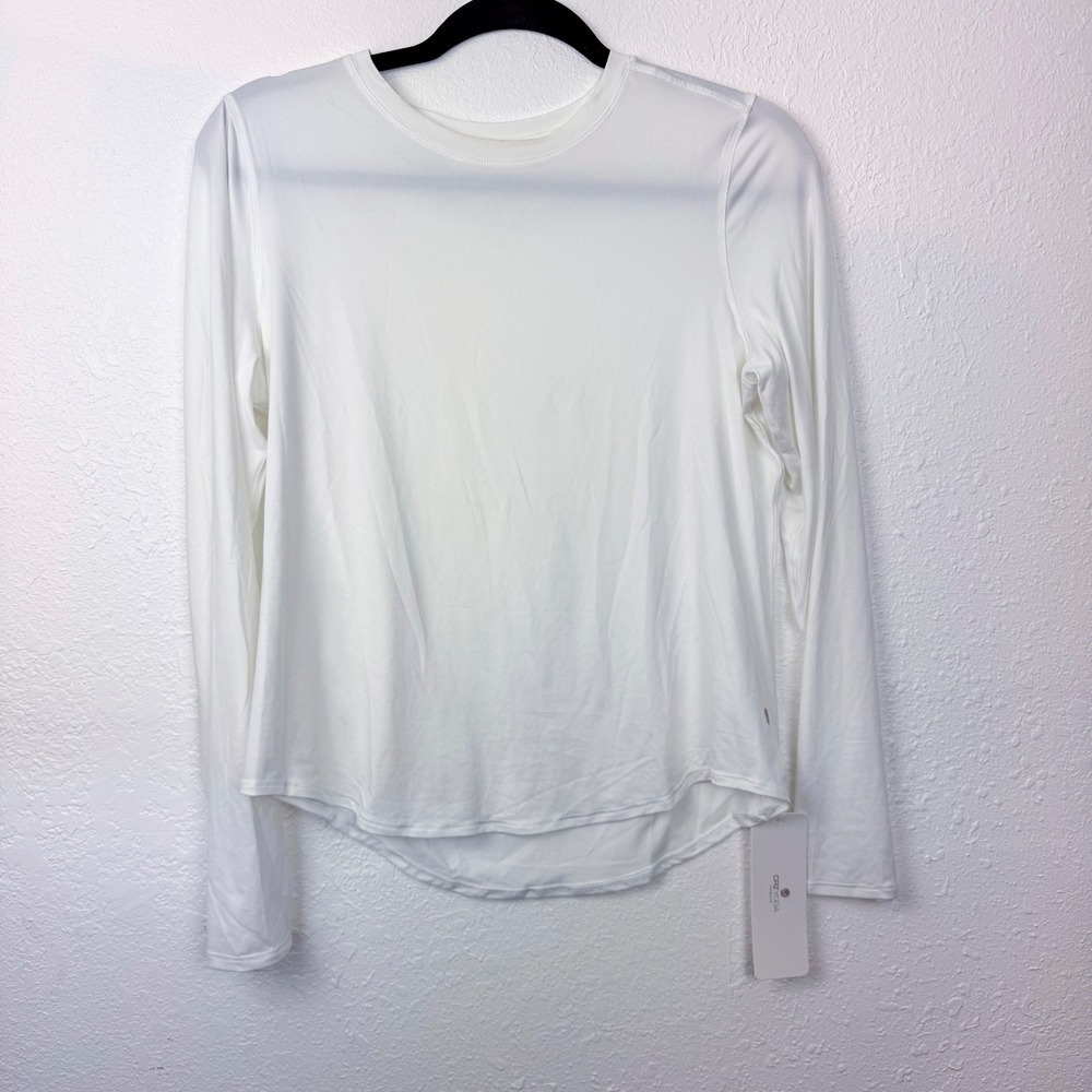 CRZ YOGA Womens UPF 50+ Long Sleeve Sun Shirt White Athletic Top XS 0/2 RZ54